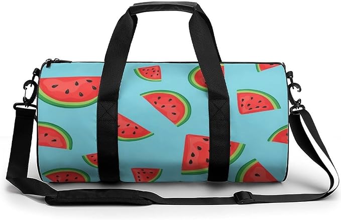 Unisex Foldable Gym Bag Watermelon Blue (2) Lightweight Travel Sports Bag Workout Yoga Dance Bags Overnight Weekender Bags