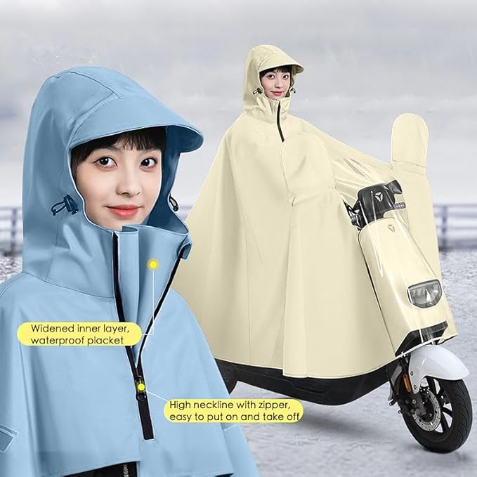 Rain Poncho Bike Bicycle, Reusable Round Electric Scooter Rain Poncho with Clear Panel, Unisex for Hiking Travelling