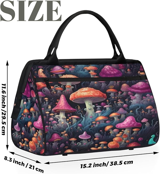 Boho Mushroom Overnight Weekender Bag for Women Men Travel Duffel Bags Waterproof Luggage Carry on Sports Yoga Gym Bag