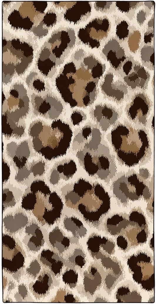 Leopard Print Beach Towel, 36"x72" Sand Free Quick Dry Thin Lightweight Microfiber Towel Gifts for Swimming Travel