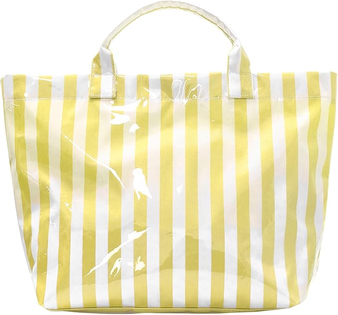 JQWYGB Striped PVC Tote Bag Large Glossy Striped Handbags Waterproof Top Handle Bag Plastic Tote Handbag Beach Travel Work