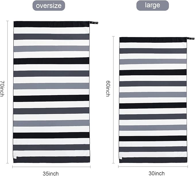 Exclusivo Mezcla Microfiber Quick Dry Beach Towel, Large Lightweight Sandfree Pool Towel for Swimming Camping Travel with Bag (Black, 30x60 Inches)