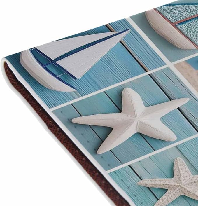 Starfish Shell Passport Holder for Travel Ocean Lighthouse Sailing Boats PU Leather Passport Cover Wallet Cute Passport Card Holder for Women and Men