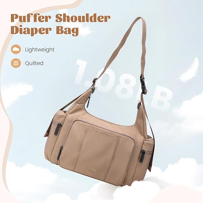 14L Puffer Diaper Bag Tote, Large Capacity Travel Diaper bags, Crossbody Hospital Bag for mom