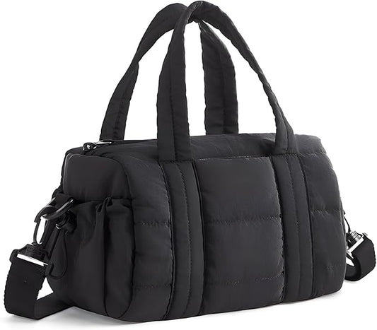 Elegant Mini Gym and Duffle Bag for Women, Detachable Crossbody Strap, 5L Small Shoulder Bag (9.84x5.9x5.9 Inches) (black)
