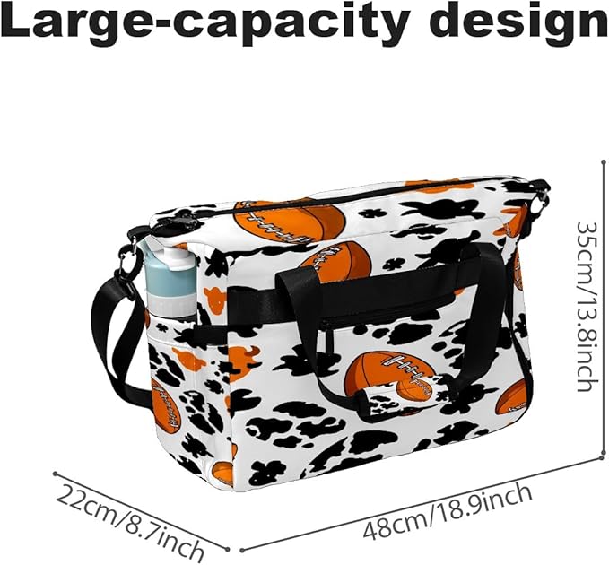 Dynamic Football Black Gym Bag for Women & Tennis Bag, Large Sports Duffel Bag Waterproof with Ventilated Shoe Compartment & Front Racket Sleeve, Lightweight Travel Weekender Overnight Bag
