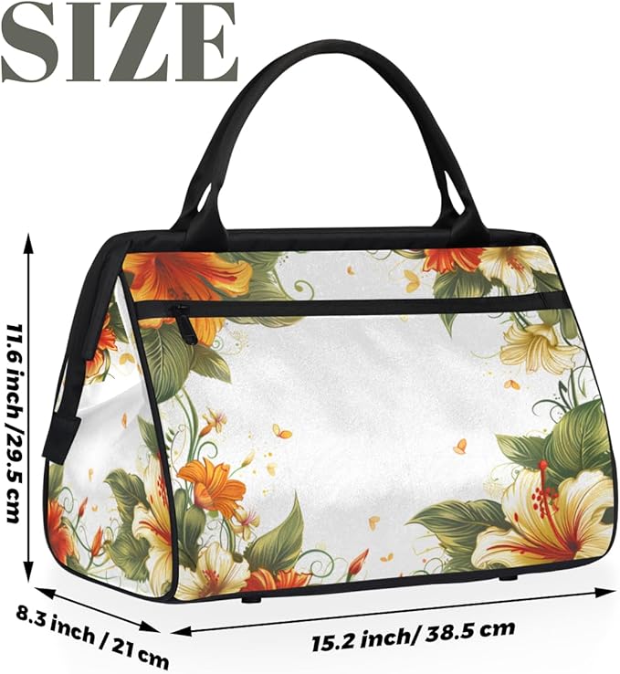Farmhouse Rustic Floral Overnight Weekender Bag for Women Men Travel Duffel Bags Waterproof Luggage Carry on Sports Yoga Gym Bag