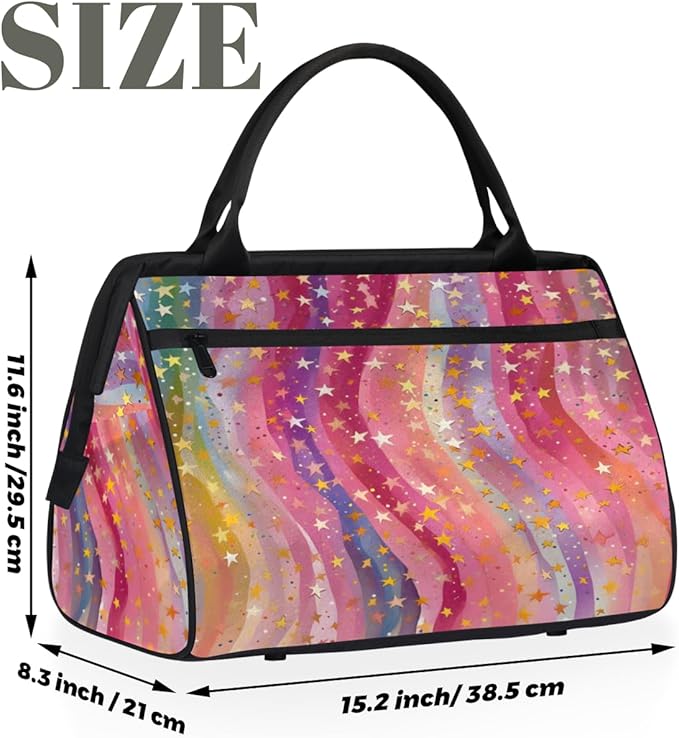 Abstract Striped Stars Overnight Weekender Bag for Women Men Travel Duffel Bags Waterproof Luggage Carry on Sports Yoga Gym Bag