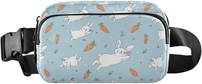 Kawaii Rabbit Carrot Fanny Pack for Women Men Water Resistant Fashion Waist Packs with Adjustable Strap Belt Bag for Travel Workout Jogging Hiking 21219126