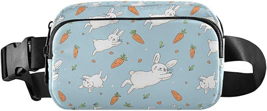 Kawaii Rabbit Carrot Fanny Pack for Women Men Water Resistant Fashion Waist Packs with Adjustable Strap Belt Bag for Travel Workout Jogging Hiking 21219126