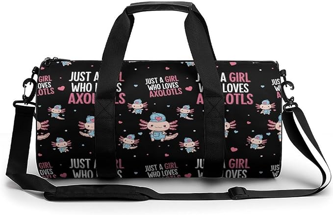 Weekender Carry on Beach Yoga Bag Sport Gym Fitness Tote Overnight Weekender Travel Bags for Men Women (Just Girl Who Loves Axolotls)
