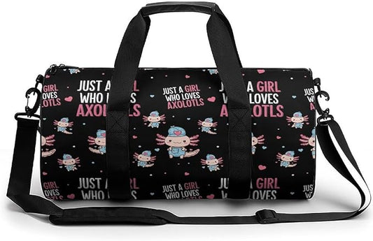 Weekender Carry on Beach Yoga Bag Sport Gym Fitness Tote Overnight Weekender Travel Bags for Men Women (Just Girl Who Loves Axolotls)