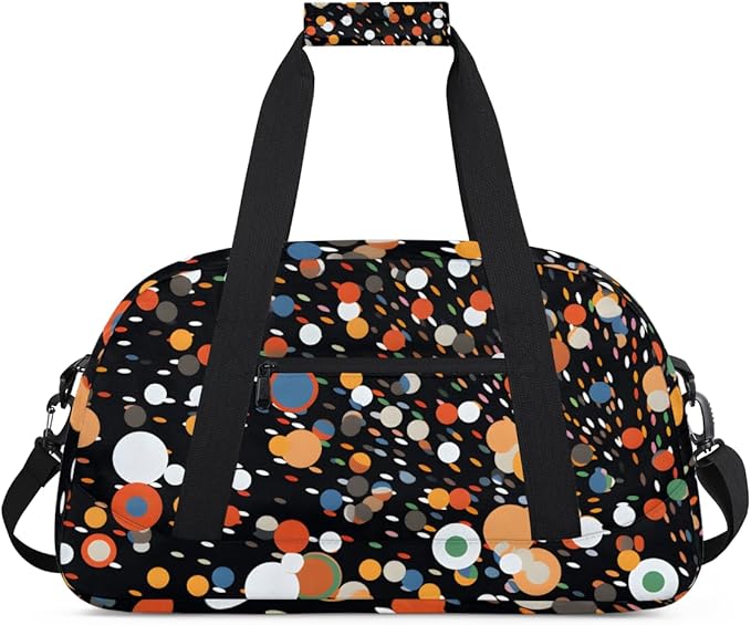 Color Polka Dots Gym Travel Duffle Bag for Women & Men with Front Zipper Pocket for Sports, Overnight, Weekender, Carry On,Workout & Dance Bag,Classic Polka Dots,18.9 * 8.7 * 10.6 in