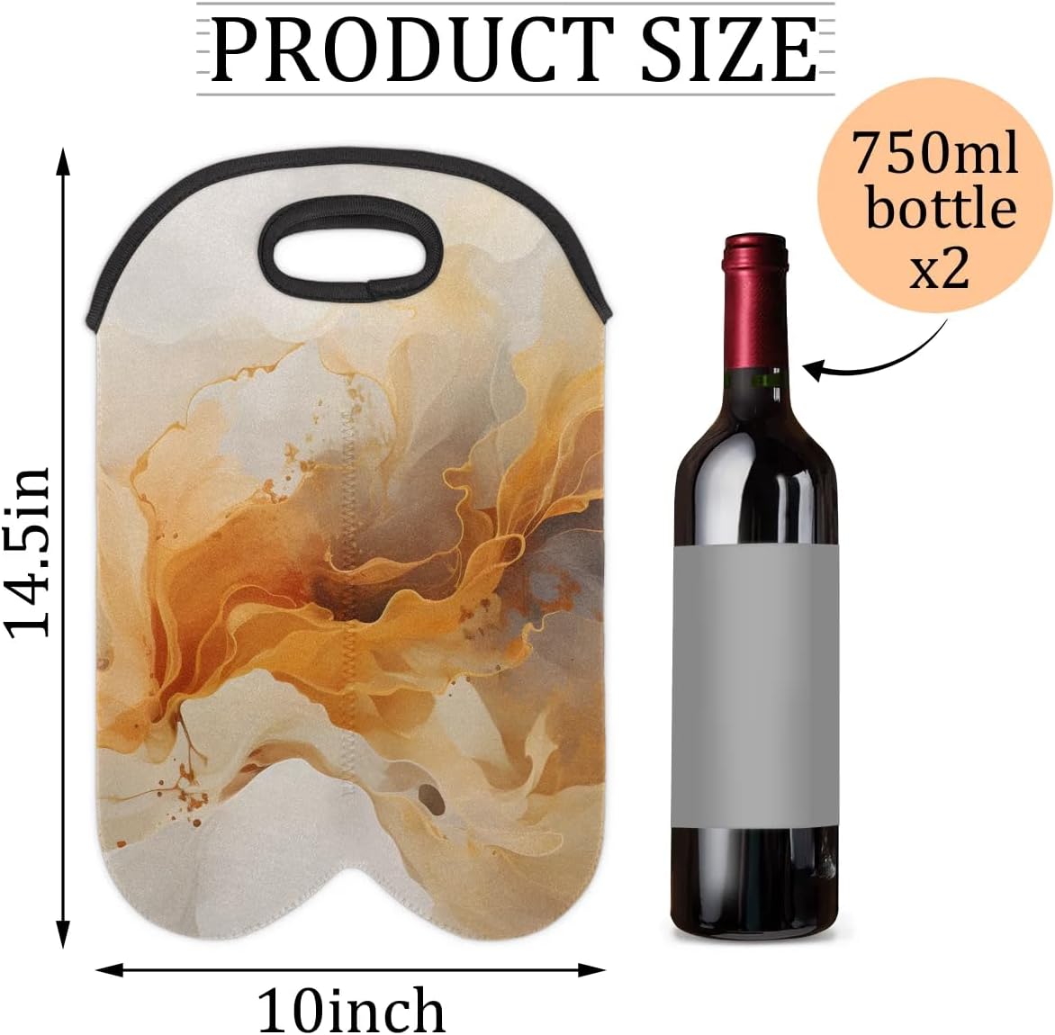 Wine Carrier Tote Personalized Bag for 2 Bottles - Neoprene Wine Bottle Holder with Carry Handle, Wine Protective Bag Insulated Bag Beer Cans Water Bottle Holder for Travel Picnic,Style8