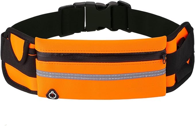Anti-Theft Invisible Waist Bag, Money Belt for Travel with Hidden Compartment, Waterproof Slim Waist Pack for Phone Passport Cash, Running Cycling Hiking Fitness Security Belt Bag (Orange)