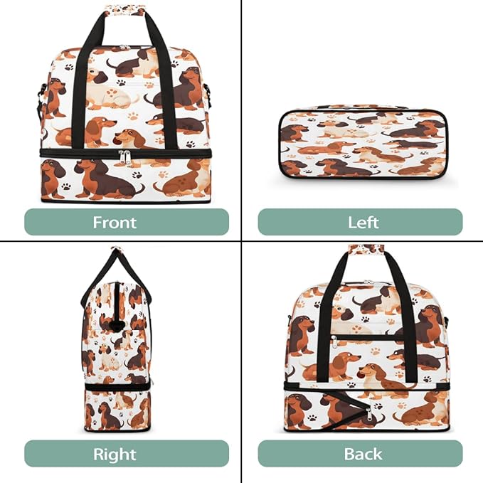 Paw Print Animal Dog Large Weekender Bag with Shoe Compartment Travel Duffel Bags for Women Carry On Hospital Overnight Bag Foldable Personal Item Travel Bags Tote Gym Sports Airplanes