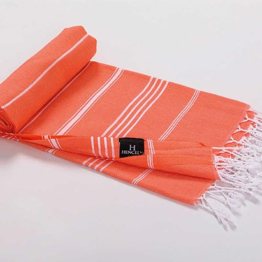 Hencely Turkish Beach Towel 37x68 Oversized, Sand-Free, Quick-Dry, Lightweight - Travel Essential for Pool & Bath - Striped 100% Cotton Bathroom Towels Accessories Gift (Coral)