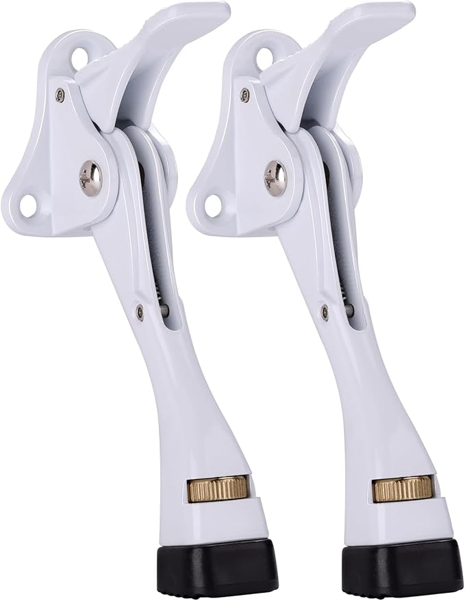 Gotega Door Stopper, 2 Packs Kickdown Door Stop with One Touch Adjustable Height and Rubber Tip 4 Inches, Heavy Duty Door Stops, Door Holder, Bottom of Door - White