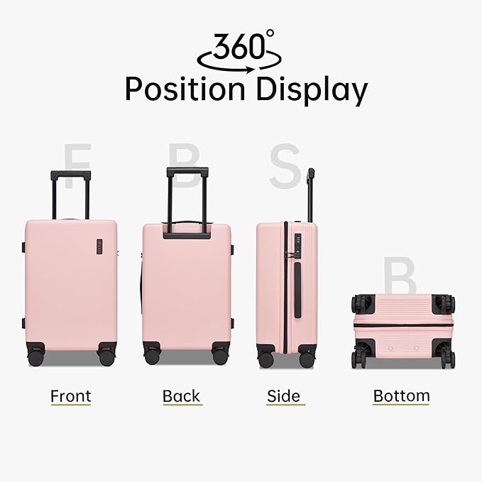 Carry on Luggage 22x14x9 Airline Approved, 20 Inch Carry-on Suitcase, Hard Shell Luggage with Spinner Wheels, Hardside Small Rolling Suitcase with TSA Lock for Travel (Pink, 20 Inch)
