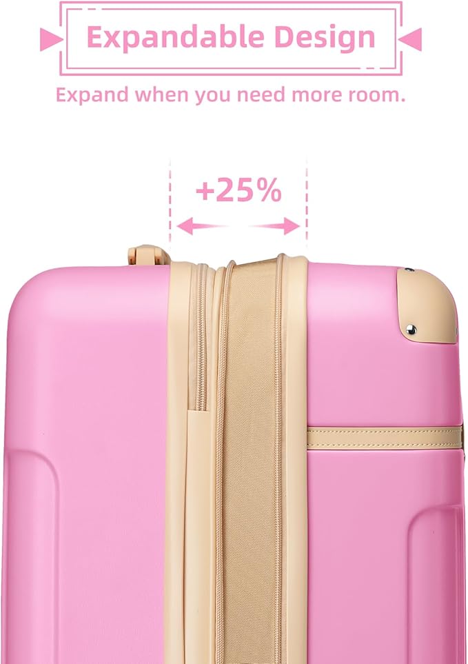LARVENDER Luggage Sets 3 Piece Expandable Carry on Luggage 22x14x9 Airline Approved Hardshell Suitcase with Wheels TSA Lock, Lightweight Suitcase Set for Women with Travel Backpack, Berry