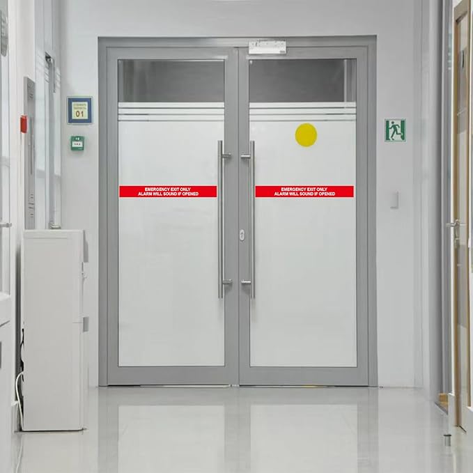 6 Pack Emergency Exit Only Alarm Will Sound If Door Is Opened Sign Sticker, Warning Safety Sign Waterproof Vinyl Label for Restaurant, Factory, Warehouse, Laboratory, Shopping Mall(24"x2")