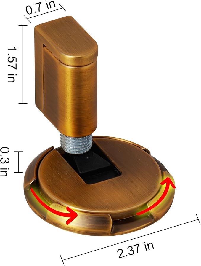 Windproof Door Stopper, Indoor Heavy Duty Floor Door Stoppers for Bottom of Door, Mechanical No Drilling Door Stopper with Screws and Adhesive, 1 Pack, Matte Brown Bronze