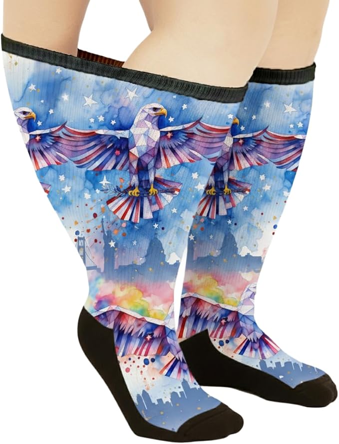 Extra Wide Diabetic Socks for Swollen Feet Men Women Non Binding Soft Stretch Colorful Design
