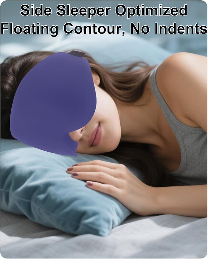 Sleep Mask for Women Men, Machine Washable, Pressure-Free Temple and Nose Space, 3D Ventilated Contour (Blue)