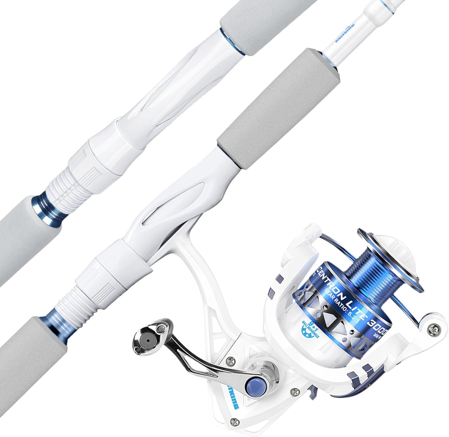 KastKing Centron Lite Fishing Rod and Reel Combo, IM6 Graphite 2Pc Blanks, Stainless Steel Guides with Ceramic Rings, Contoured EVA Handles & Fighting Butt, Split or Full Rear Handle Design, 13 Models