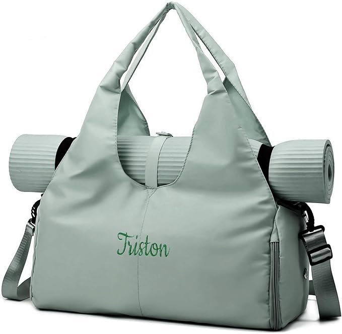 Customizable Yoga Gym Bag for Women with Shoes Compartment, Wet/Dry Pockets, Adjustable Yoga Mat Holder - Lightweight Water-Resistant Tote
