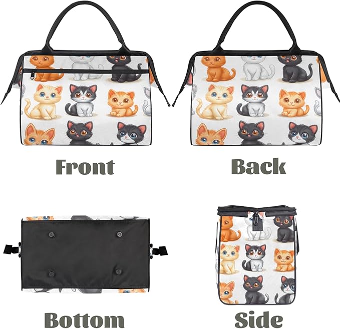 Cartoon Animals Cat Overnight Weekender Bag for Women Men Travel Duffel Bags Waterproof Luggage Carry on Sports Yoga Gym Bag