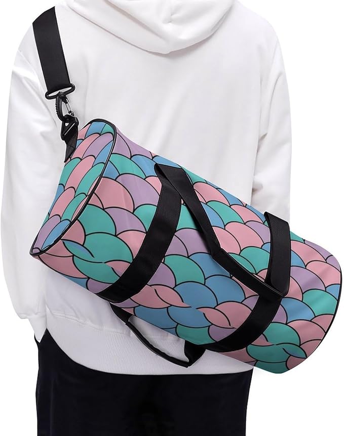Beach Swim Bags Mermaid Scale (9) Men Women Duffle Bag Foldable Gym Bag Lightweight Travel Sports Bags for Men and Women