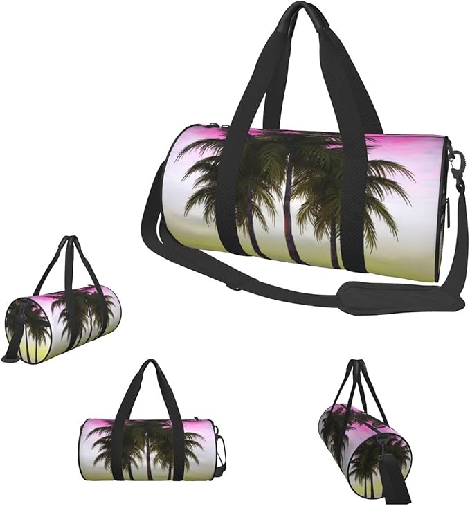 Tropical Palm Tree Sports Gym Bag for Women Men Travel Duffel Bag Tote Weekender Bag Canvas Carry on Overnight Bag for Travel Swimming Fitness Workout Sports Duffle Bag