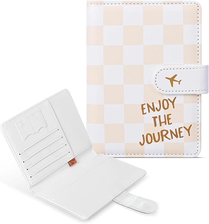 COSHAYSOO Personalized RFID Passport Holder for Travel Women Passports Cover Case Air Essentials Airplane Flight Accessories Airline Plane Flying Must Haves Christmas Gifts for Travelers Checkered