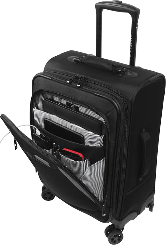 WallyBags Solutions 20” Expandable Spinner Carry-On with Padded Laptop and Electronics Pockets