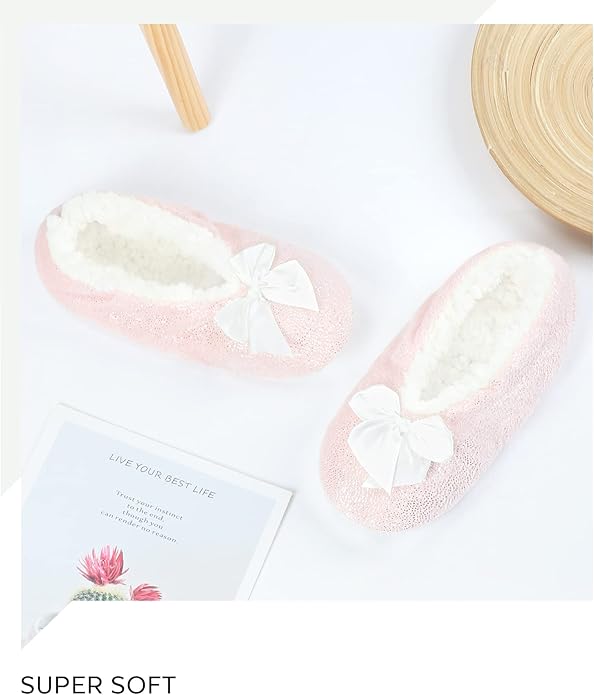 Panda Bros Slipper Socks for Women Grippers, Fuzzy Cozy Fleece Slipper Socks, Soft, Warm House Slippers