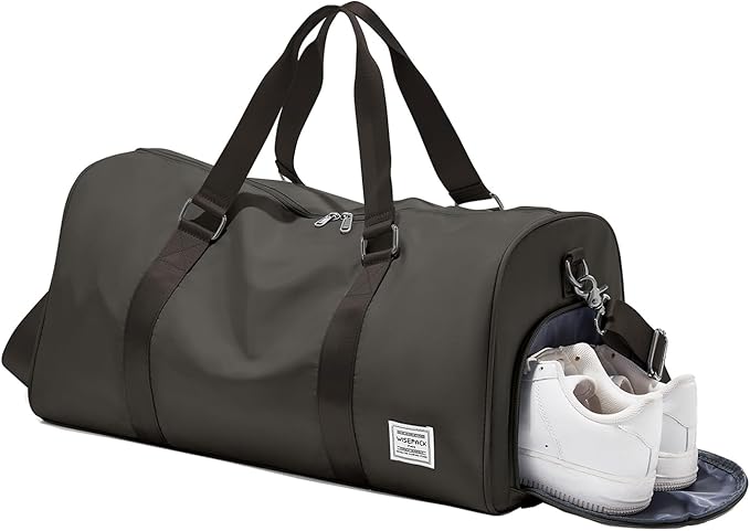 Gym Bag for Women Men with Shoe Compartment,Small Travel Duffle Bags for Traveling Overnight Weekender Bag Personal Item Travel Bag Large Sport Bag Workout Bag Coffee Brown