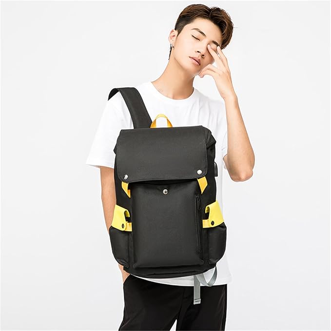 Anti Theft Travel Laptop Backpack with Usb Charging Port Water Resistant Extra Large (Yellow/Black,17in)