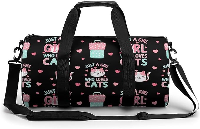 Weekender Carry on Beach Yoga Overnight Luggage Bag Gym Sports Travel Workout Bag Overnight Bags (Just A Girl Who Loves Cute Cats)