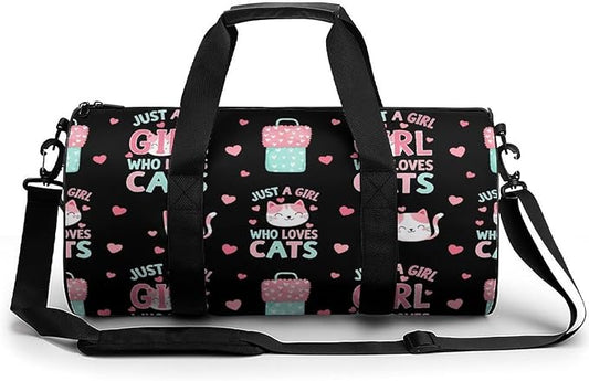 Weekender Carry on Beach Yoga Overnight Luggage Bag Gym Sports Travel Workout Bag Overnight Bags (Just A Girl Who Loves Cute Cats)