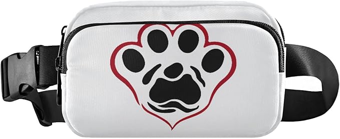 Heart with Paw Fanny Pack for Women Men Water Resistant Fashion Waist Packs with Adjustable Strap Belt Bag for Travel Workout Jogging Hiking 21217968