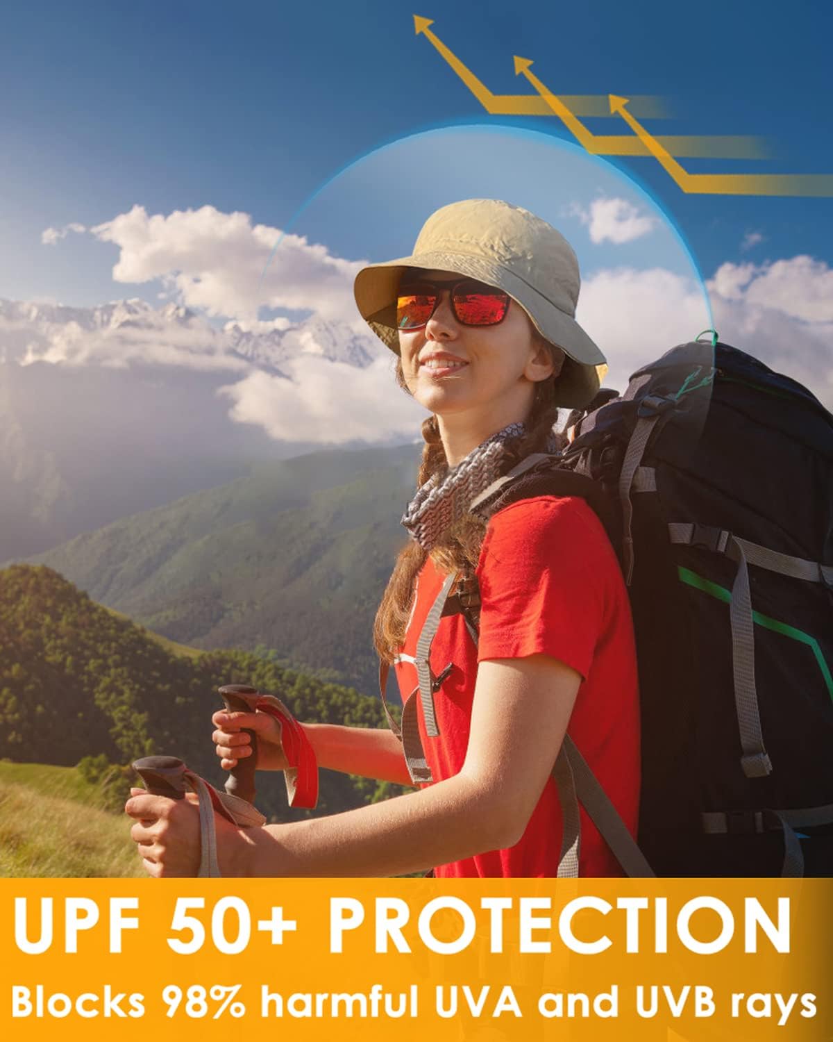 BROTOU Foldable Bucket Hats for Women/Men, UPF 50+ Wide Brim Sun Hat, Waterproof Fishing Cap with UV Protection