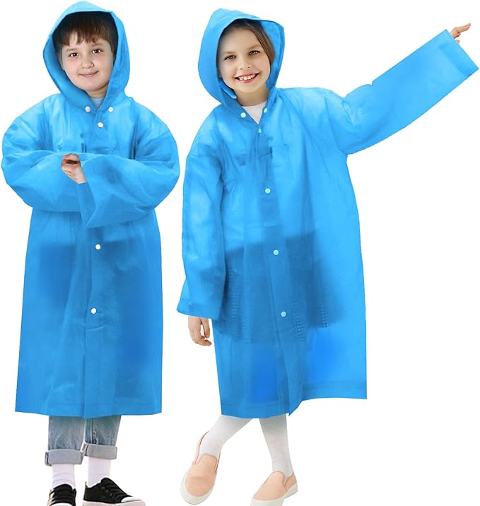 ANYOO Kids Rain Poncho with Hood Lightweight Emergency Raincoat Reusable Boys and Girls Rain Jacket for Disney Travel Outdoor