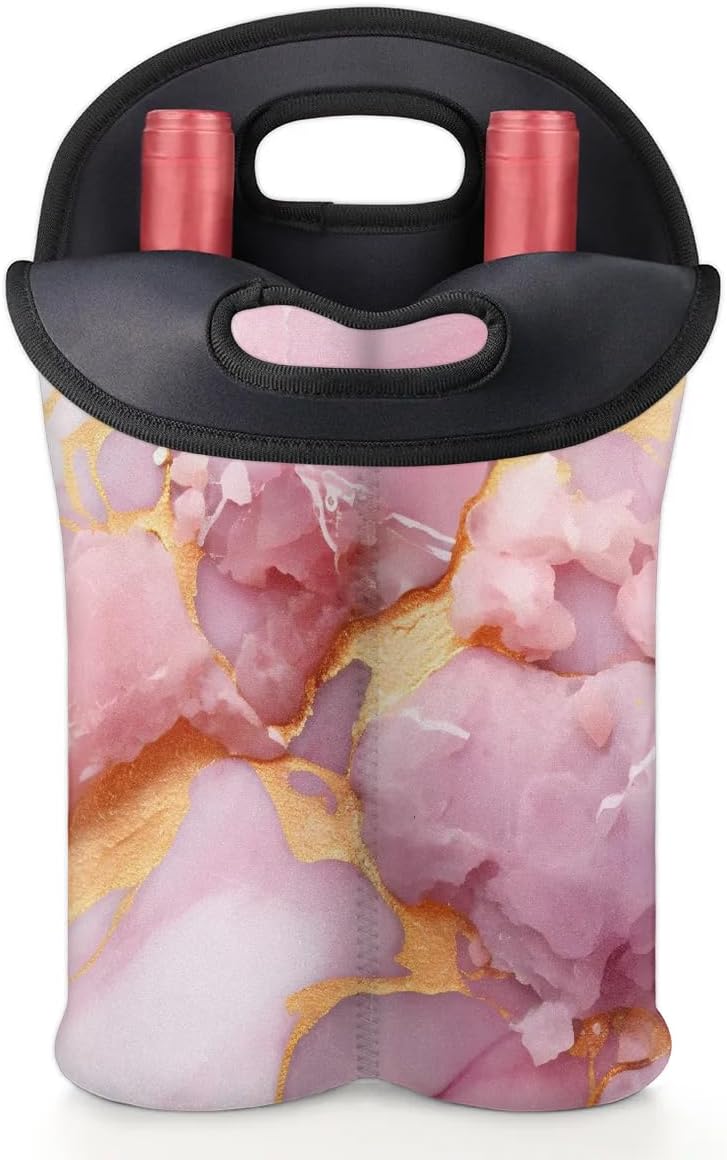 Wine Carrier Tote Personalized Bag for 2 Bottles - Neoprene Wine Bottle Holder with Carry Handle, Wine Protective Bag Insulated Bag Beer Cans Water Bottle Holder for Travel Picnic,Style10