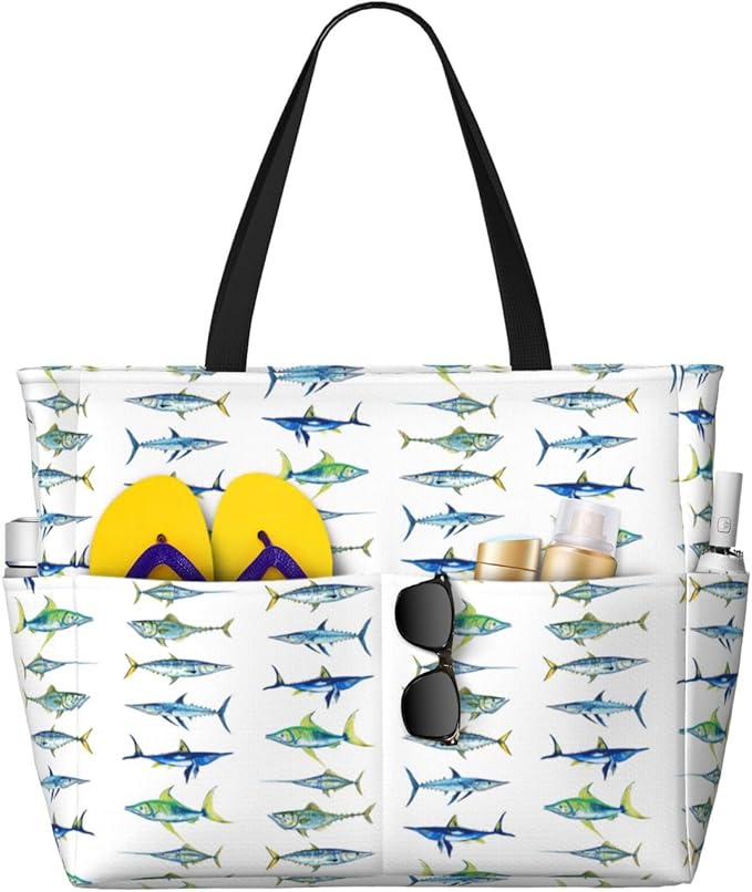 Large Beach Bag for Women Waterproof Foldable Travel Shoulder Tote Bag with Pocket for Weekender Pool Vacation