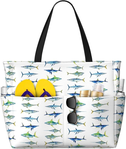 Large Beach Bag for Women Waterproof Foldable Travel Shoulder Tote Bag with Pocket for Weekender Pool Vacation