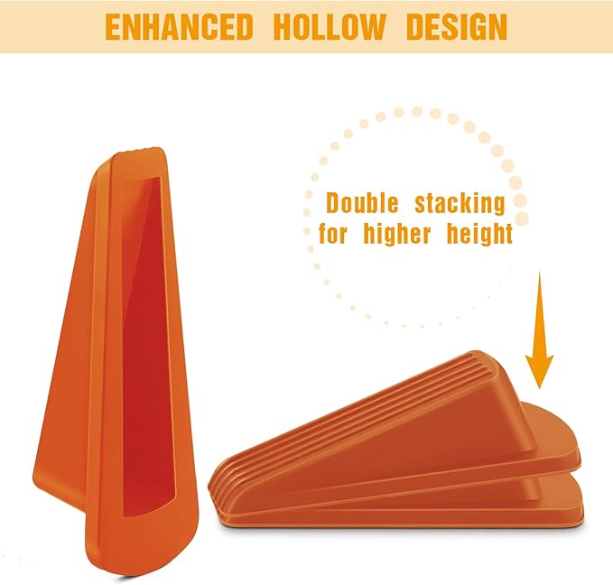 Crosize Door Stoppers for Bottom of Door, Premium Rubber Door Stops, Sturdy Door Wedge for Carpet, Tile, Concrete, Wood, Door Holder for Heavy Duty Door (Orange, 1 Pack)