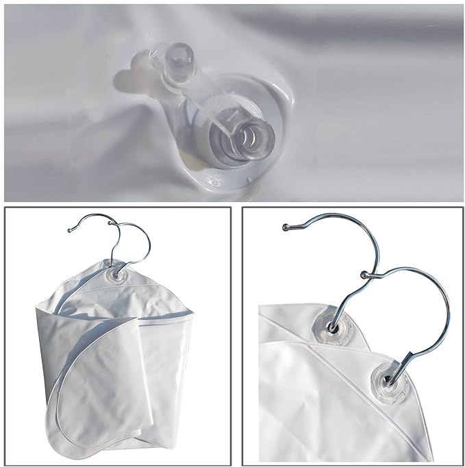 NewFerU Inflatable Hangers for Travel X 8 in White Round Shoulder for Hand Wash Laundry, Air Blow up Clothes Drying Hangars with Metal Hook, Compact, Space Saving, Foldable, Portable, Non Slip