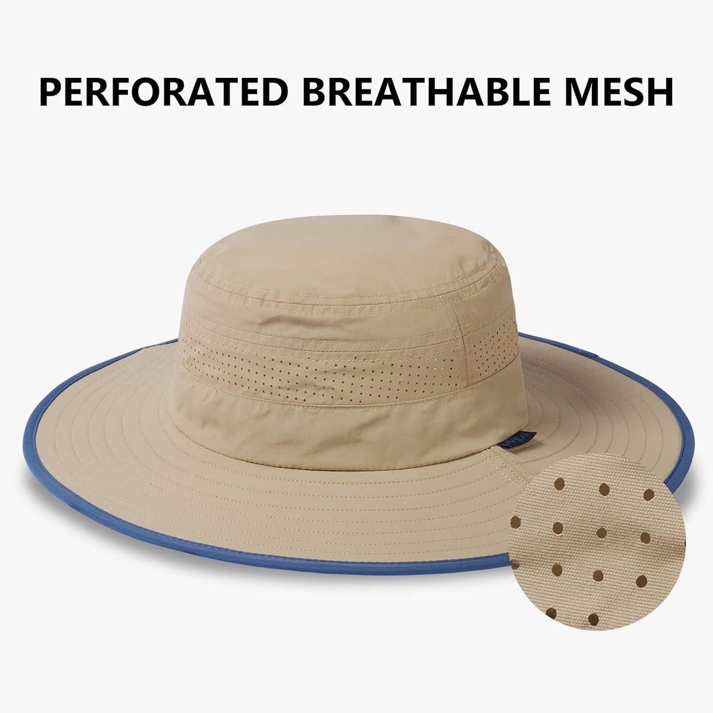 UPF 50+ Foldable Brim Water-Resistant Sun Bucket Hat with Laser Perforated Mesh Adjustable for Men Women Outdoor