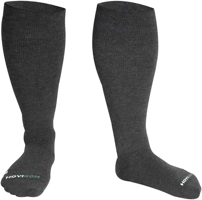 Plus Size Compression Knee High Socks, Wide Calf Extra Large for Men and Women, Comfortable Cotton